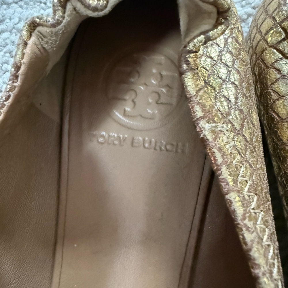 Tory Burch Metallic Gold Loafers - Picture 2 of 8